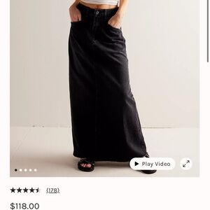 Free People Black Denim Skirt
